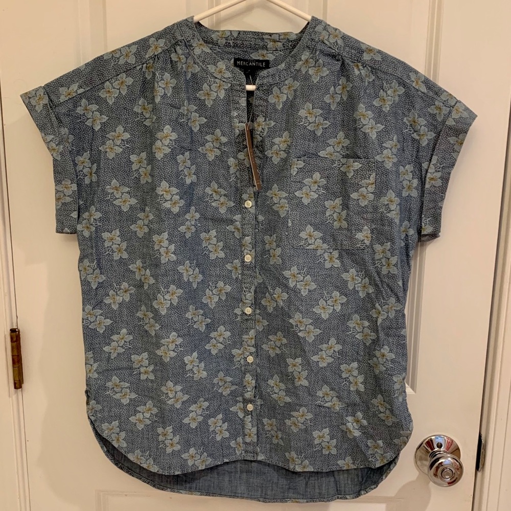 J Crew Blue Flower Pattern Shirt